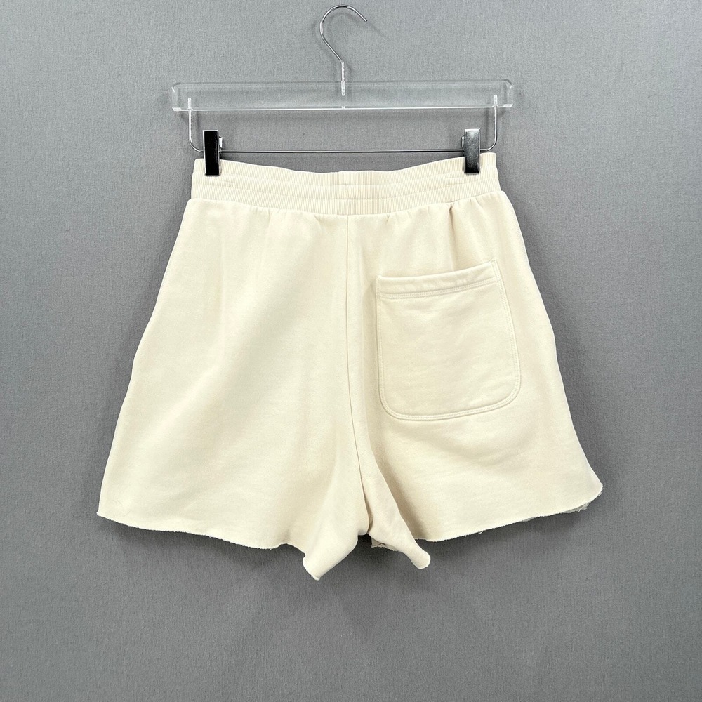 COS Sweat Shorts Women XS Cream Casual Fleece Raw Hem Casual Athleisure Lounge - Picture 2 of 15